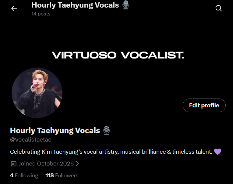 VocalisTaetae's tweet photo. Thank you so much for 100+ followers. 
Lets keep celebrating Taehyung's artistry with pride. https://t.co/FUxqoQIBrU