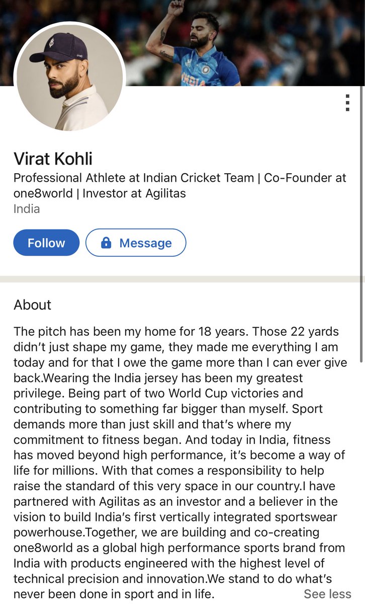 mufaddal_vohra's tweet photo. Virat Kohli joins LinkedIn. https://t.co/cr5XG3X4R5