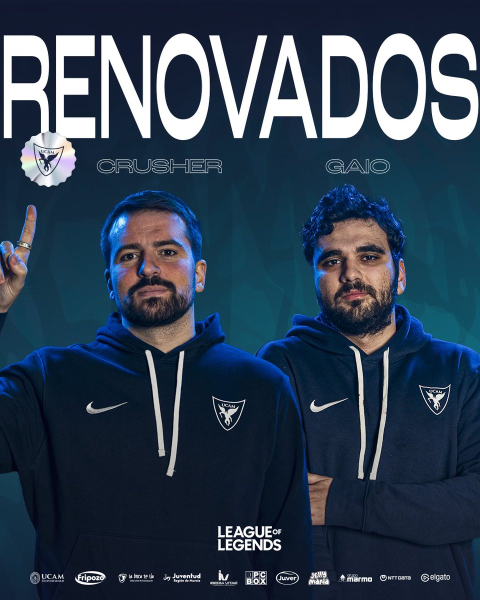 UCAM_esports's tweet photo. 🔴COMUNICADO OFICIAL | @crusherlol y @GaioCoach renuevan como staff técnico de nuestro equipo principal de League Of Legends.

📰 https://t.co/cii2bBJIN2

Confiamos en su visión para la temporada de 2027 en la Grieta. https://t.co/30NbUMoiX8