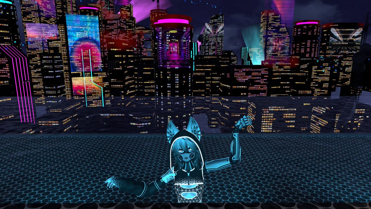 SongbirdXayah's tweet photo. Cyber Gal~ 🦾🌃🖤✨

#VRChat #VRPhotography https://t.co/MLYzlIi2hC
