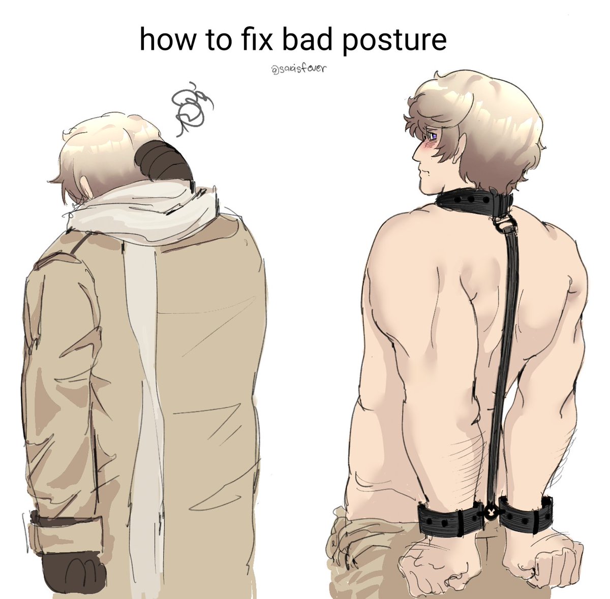 sakisfever's tweet photo. How to fix bad posture #aph #hetalia #aphrussia https://t.co/e81IBwMPaP