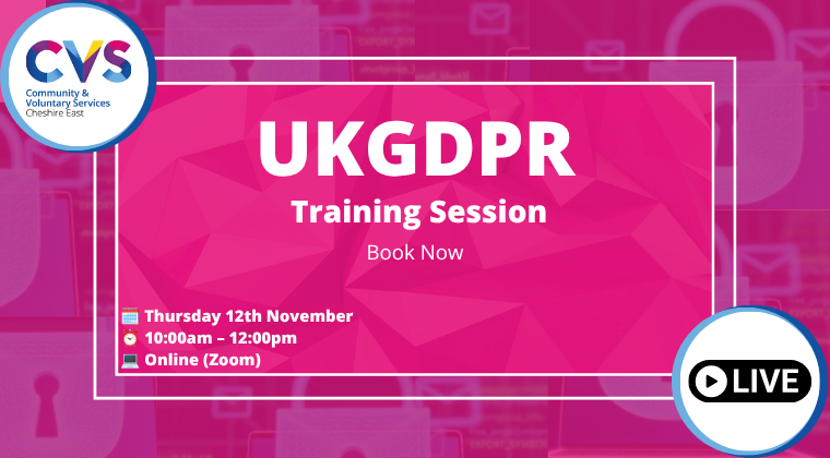 CVSCE's tweet photo. UKGDPR and Cyber Security

Live Zoom session - Thursday 12th November 2026, 10am-12pm

This practical course introduces UKGDPR and cyber security in a clear way.

Book now: https://t.co/wrZVSNI3Y1

#UKGDPR https://t.co/sCrxlkkzH3