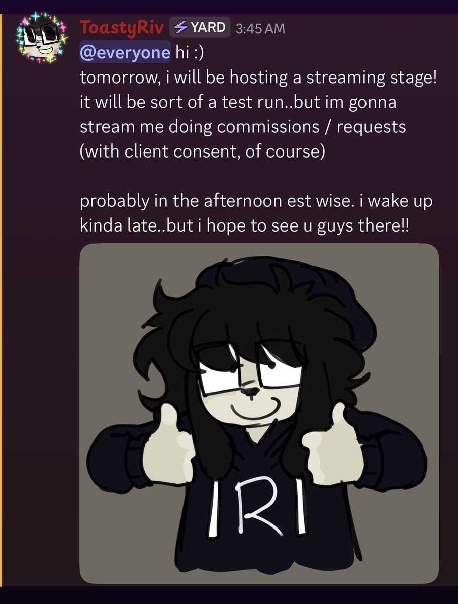 ToastyRiv's tweet photo. hi guyz! in my server, im gonna be doing a stream tmrw. join join!!
https://t.co/qTQ8olhPry https://t.co/46U0fuWtI6