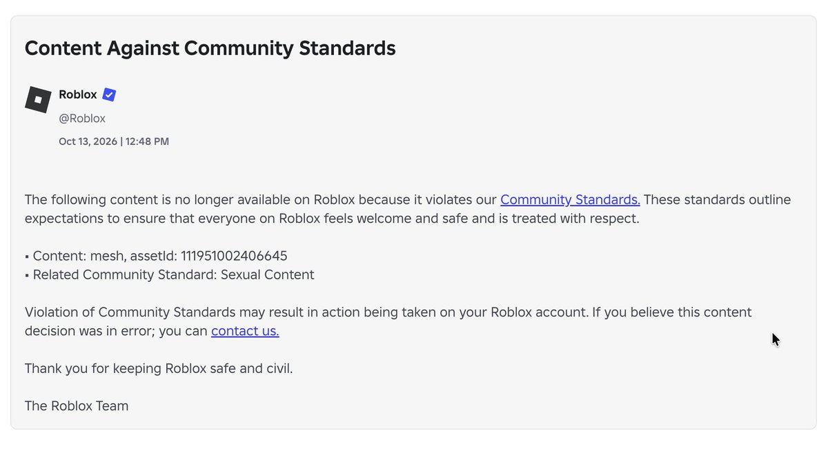 thunderisme2025's tweet photo. Can you guys fix this? Almost everything that is generated with AI in roblox gets flagged as Sexual Content @Roblox 

#roblox #robloxdev https://t.co/SAqL4Sjmno