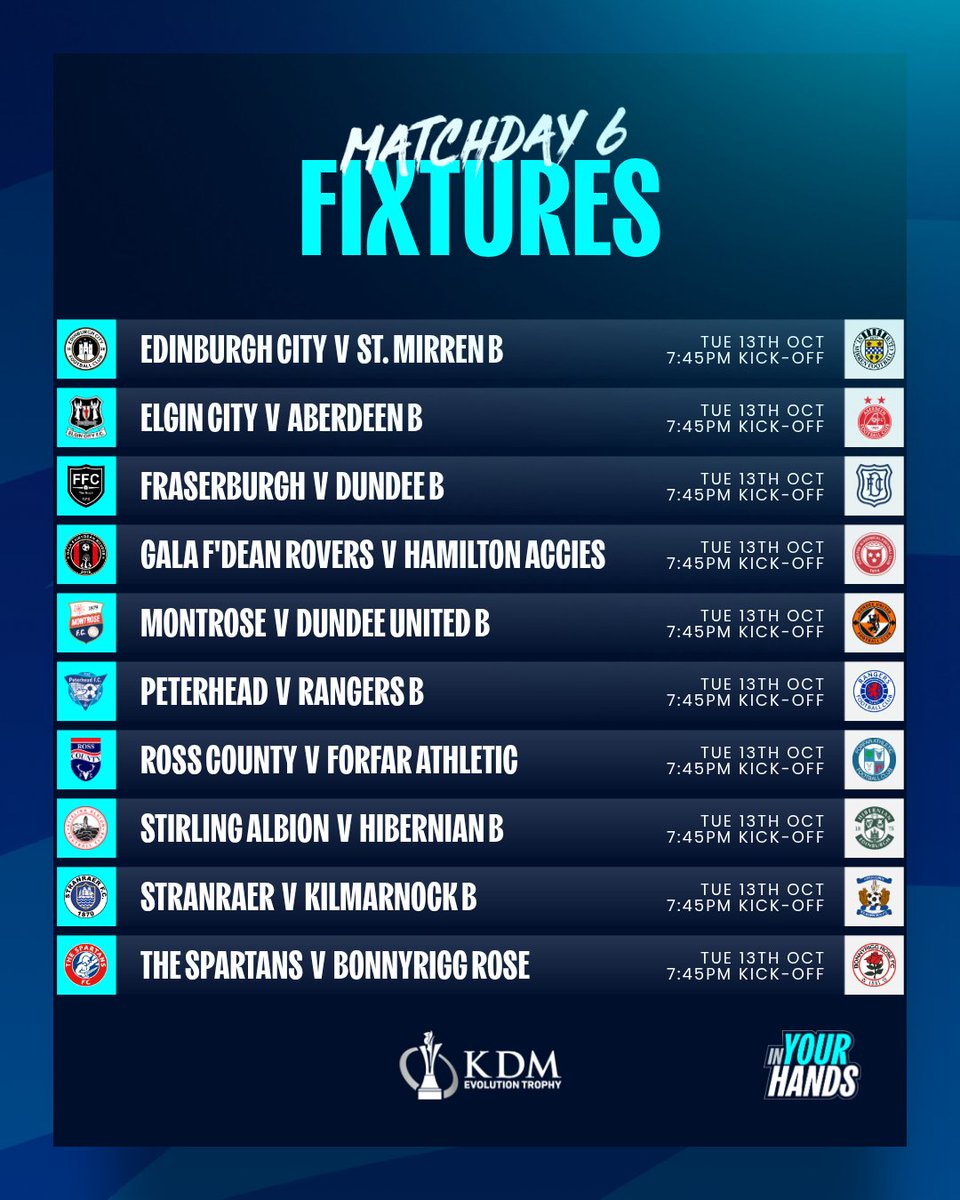 spfl's tweet photo. Who will progress from the League Phase? 👀

KDM Evolution Trophy MD6 ⏭️ https://t.co/DUnsdXKEVO