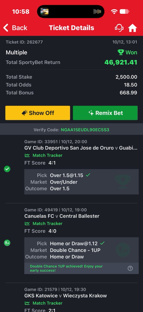 nnvictory001's tweet photo. Yesterday was a weirdly good day with SportyClaw AI bot 

This all I won yesterday , I posted only the midnight 5 odds (I dn already apologize 🫠) 

20, 10, 5, 5 odds 

If only everyday can be this like 🙂‍↕️ https://t.co/k6Gv50Uex1