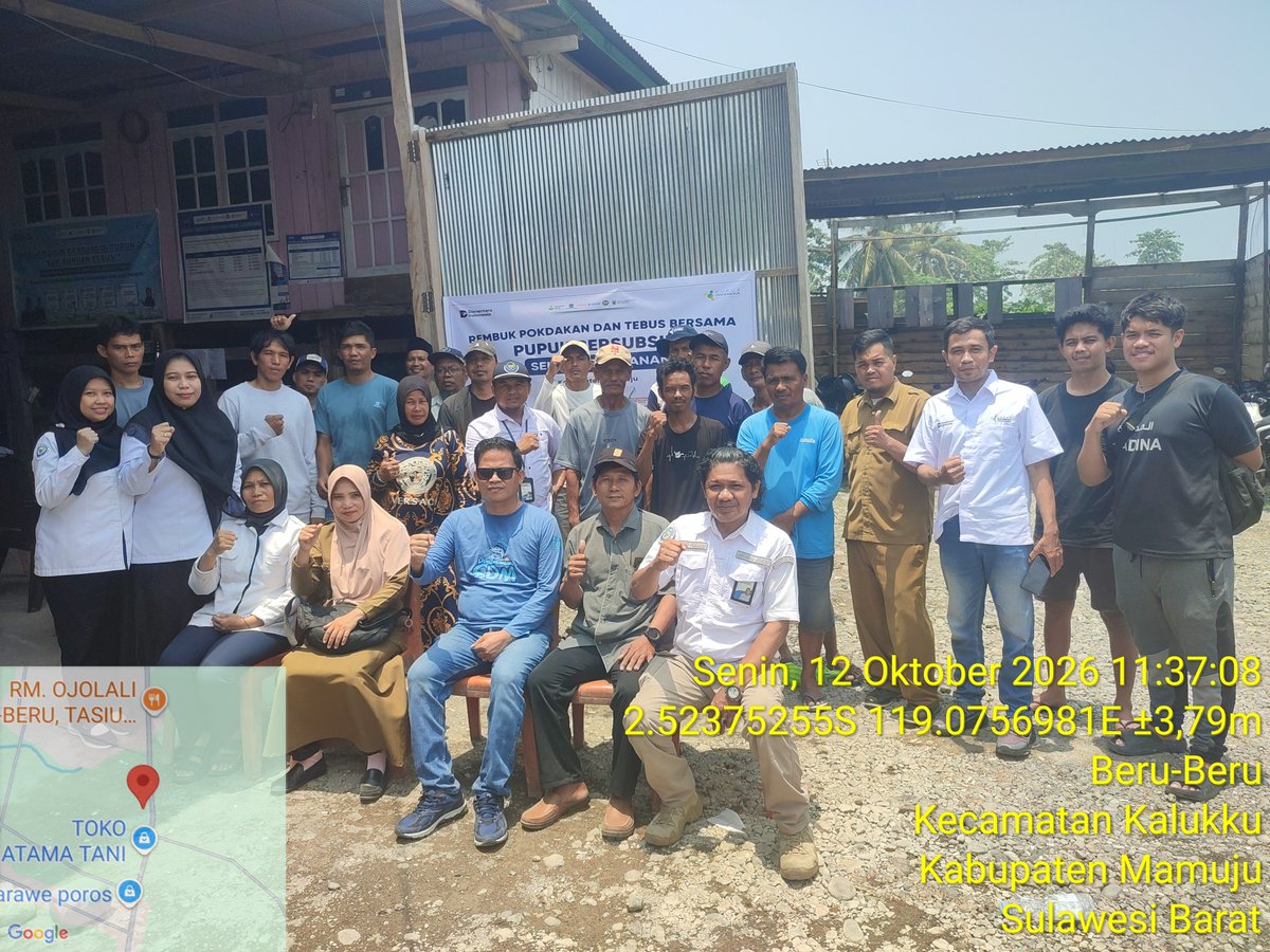 AbrahamMuhiddin's tweet photo. Senin/12/10/2026
Kegiatan Pendampingan Bantuan Pemerintah dalam Penebusan Pupuk Bersubsidi Perikanan pada Kios Sabar Tani Bersama Tim DKP Kab.Mamuju dan Kord Pupuk Indonesia wilayah Sulbar dan Ketua Pokdakan Kec.Kalukku Kab.Mamuju Sulbar.
#BPPSDMKP
#satminkalmaros
#puslatluh https://t.co/du8ivkDIfp