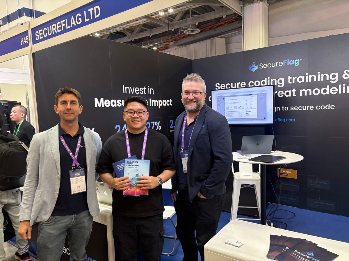 SecureFlag's tweet photo. A smashing first day at GovWare Singapore, Asia's Premier Cyber Week! You can still catch us on Wednesday and Thursday. Come by booth H46 and our team will be happy to chat you through our secure coding training and threat modeling products! 

#securecoding #cybersecurity https://t.co/wbsF1ARSAR
