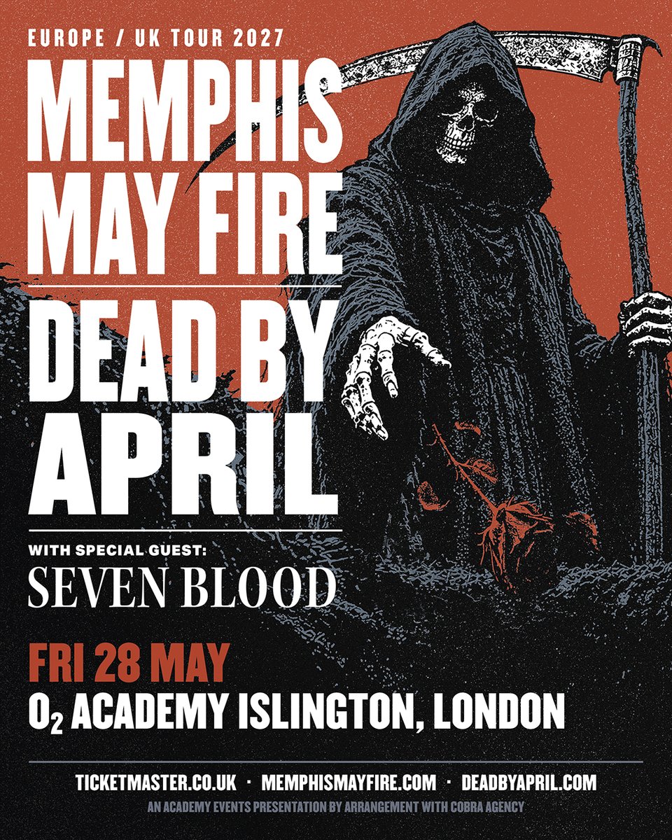 O2AcademyIsl's tweet photo. NEW // American metalcore titans @MemphisMayFire and Swedish metalcore heavyweights Dead by April are bringing their UK tour to #O2AcademyIslington on Fri 28 May 🎸

Priority tickets from 10am Wed 14 Oct🔗https://t.co/yunPIEx4Dl https://t.co/QbEbLe1kvV