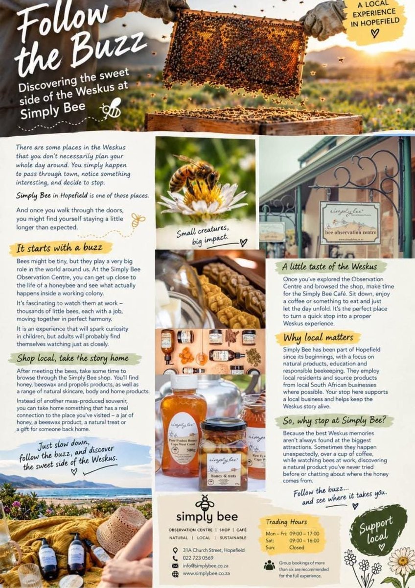 WeskusTourism's tweet photo. #DiscoverMoreToLove The Sweet Side Of The #WeskusSouthAfrica #simplepleasures #SimplyBee #Hopefield https://t.co/JFlqvcwCwX