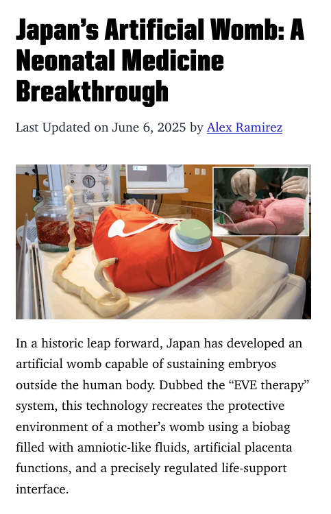armDIII's tweet photo. @martinowong @CountValkwula Well artifical wombs have been in human trials since 2017 - tech is already here in 2026. Stupid expensive and rough but workable. https://t.co/SjldABA1d7