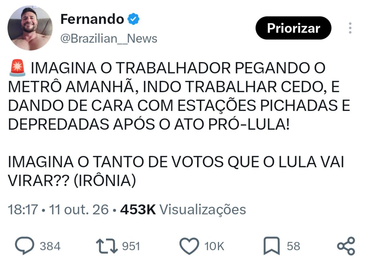 Brazilian__News's tweet photo. ESSE POST INCOMODOU OS PETRALHAS. 

GOSTEI 2️⃣2️⃣🚀 https://t.co/Wsqzk6xBVw