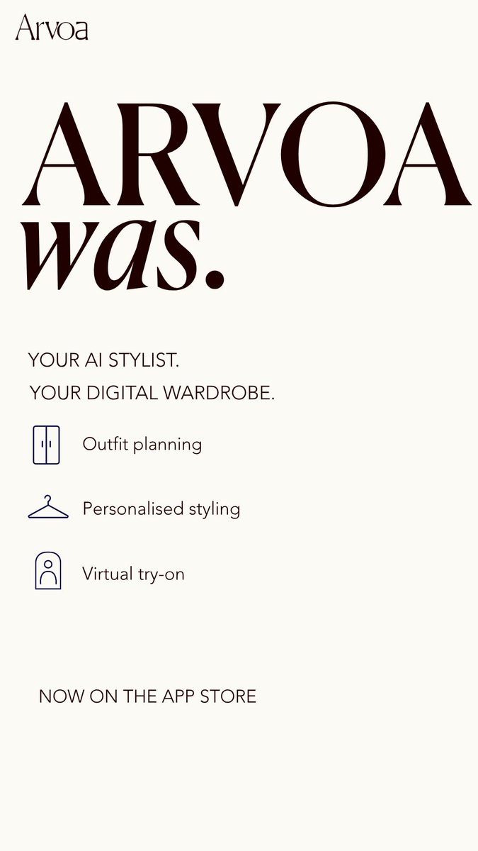 Arvoaai's tweet photo. ChatGPT? Why are you inviting him to style your wardrobe? 👀

We love a good AI prompt. But your style deserves more.

An AI stylist that knows your wardrobe, the weather and your schedule.

Now on the App Store.

#Arvoa #FashionTech #AIStyling https://t.co/MTkOsd9CkB