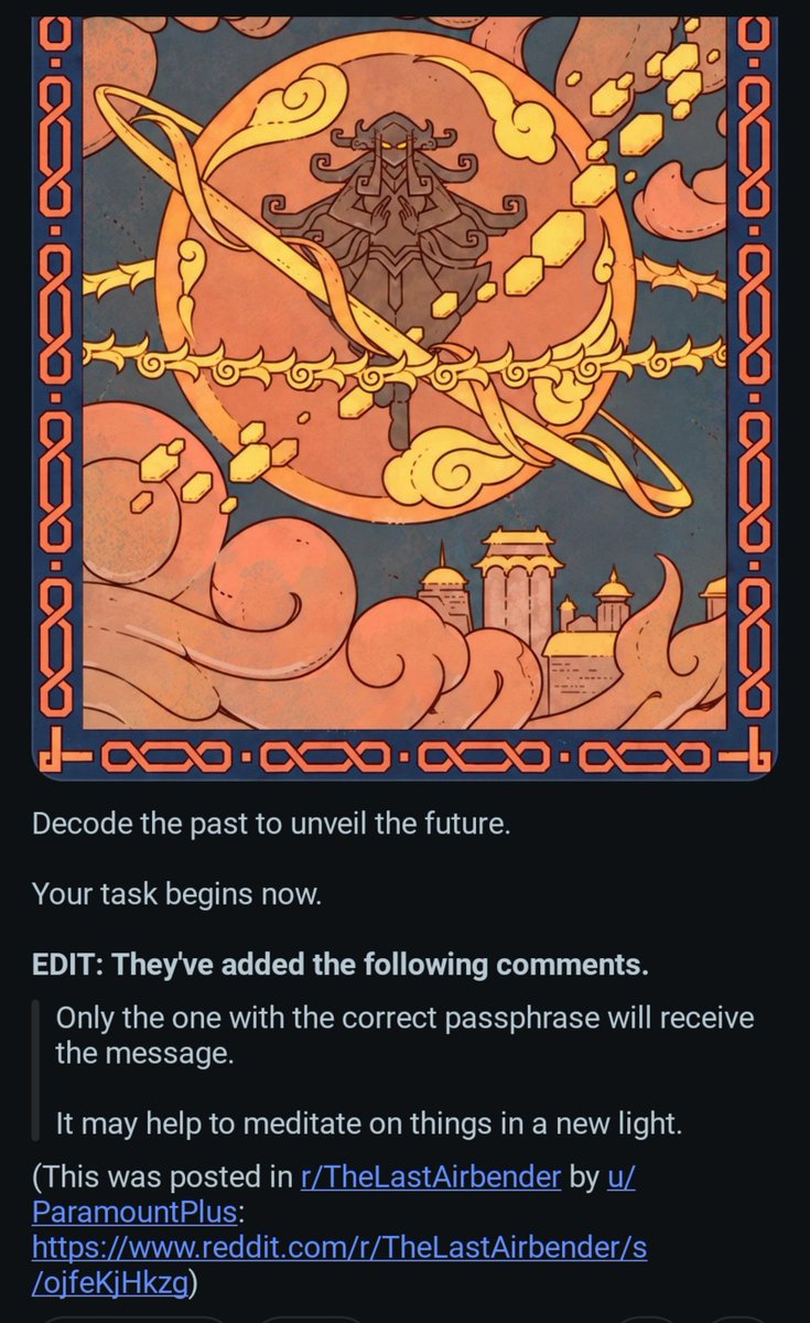 ModernPeridot's tweet photo. By the way, the official Paramount account posted a mystery we had to solve in the r/TheLastAirbender subreddit. Only one person figured it out. 

Look at the original picture's colors and the inverted values version. https://t.co/MZHb1xlxBf