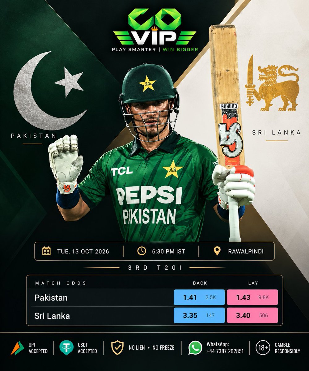 KnightBetz_2's tweet photo. 2% JOINING BONUS ON OUR NEW SITE https://t.co/qHsCVU9jns 😍💰
Play Pakistan vs Sri Lanka T20.
Min Deposit ₹1000 

👉 Get your new IDs here : https://t.co/Z6je2f71s1

(NO lien/freeze complaint in last 365 days ) https://t.co/wagTgsb86W