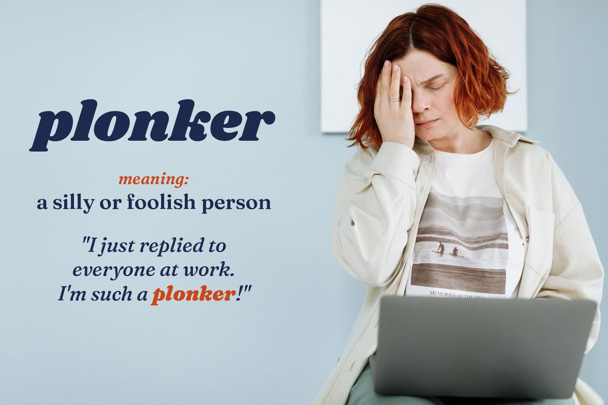 EnglishStudy's tweet photo. British slang of the day 🤦

“Plonker”: a silly or foolish person.

“I waved back at someone who was waving at the person behind me. Absolute plonker.”

Usually said with affection. Mostly. 😅

#LearnEnglish #BritishSlang https://t.co/bOtTdjBUMT
