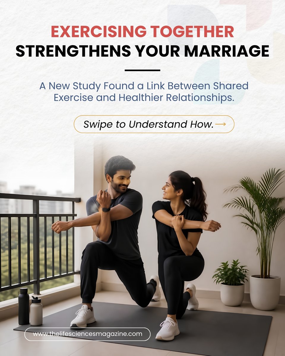 lifesciencesmag's tweet photo. Exercising with your spouse strengthens more than just your physical health.
A study of nearly 1,700 couples linked shared exercise with healthier relationships. Do you exercise together with your partner?
#TheLifeSciencesMagazine #CoupleFitness #MarriageAdvice #SharedExercise https://t.co/plDK96N7xS