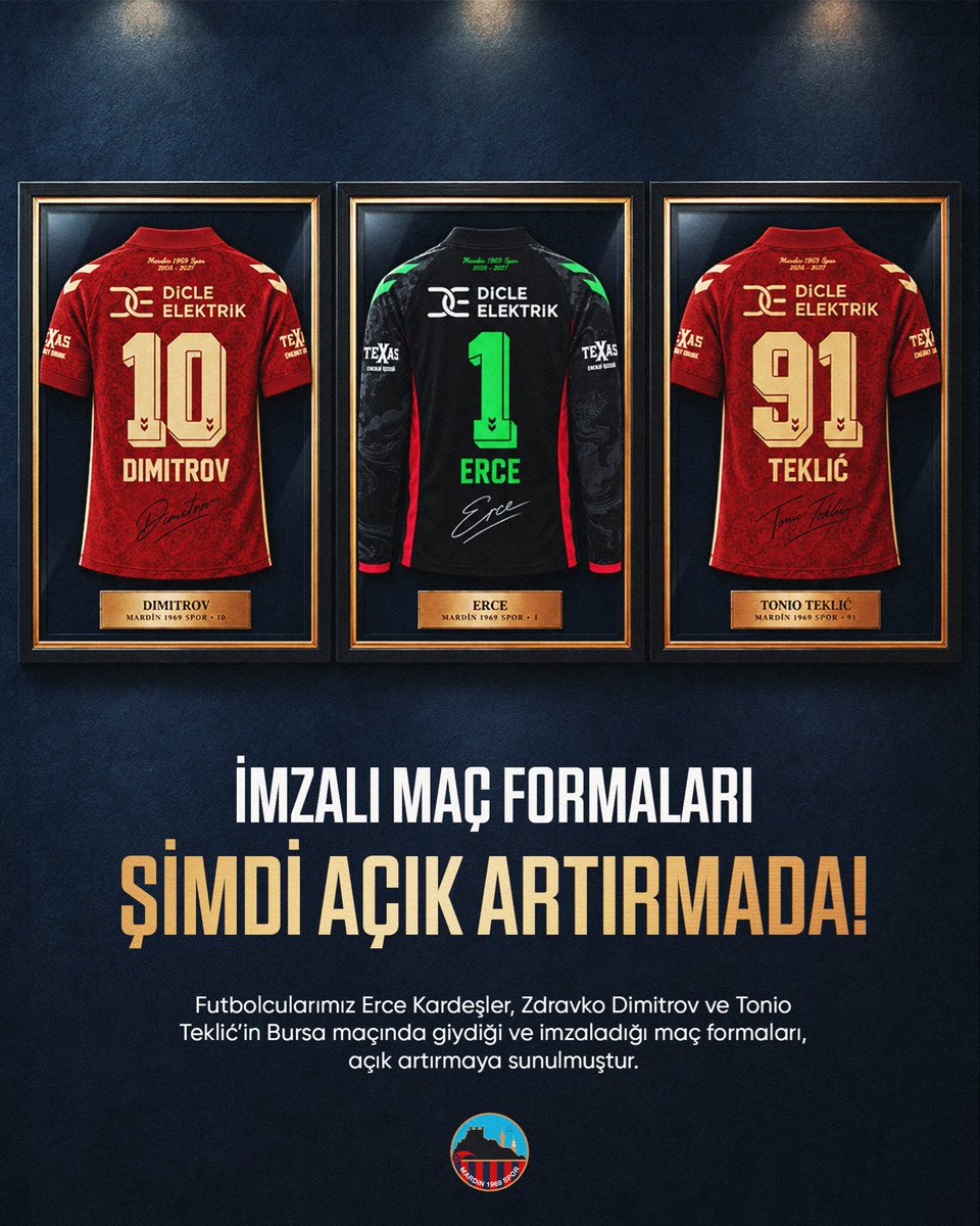 mardinsporsk's tweet photo. BURSASPOR MAÇI FORMALARI AÇIK ARTIRMADA!

Erce Kardeşler, Zdravko Dimitrov ve Tonio Teklić’in imzalı Bursaspor maçı formaları açık artırmada!

❤️💙 Teklifini ver, kulübümüze destek ol!

1969store web sitemizden açık artırmaya katılabilir, kulübümüze destek olabilirsiniz!

Birlikte güçlüyüz, birlikte Mardinspor’uz! 🔴🔵

https://t.co/LdgvstVmNG