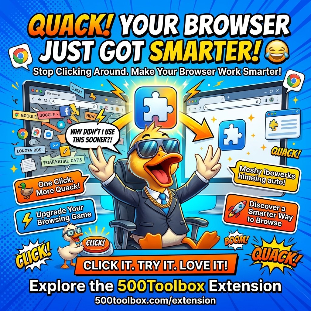 500toolbox's tweet photo. 🦆😂 QUACK! YOUR BROWSER JUST GOT SMARTER! 🚀

Stop clicking around like a confused duck! 💻 Discover 500Toolbox Extension and explore a smarter browsing experience. 

👉 https://t.co/yYU9PHMk26

Click it. Try it. Love it! 💙💛

#500Toolbox #BrowserExtension #ProductivityTools https://t.co/UFItayb9q4