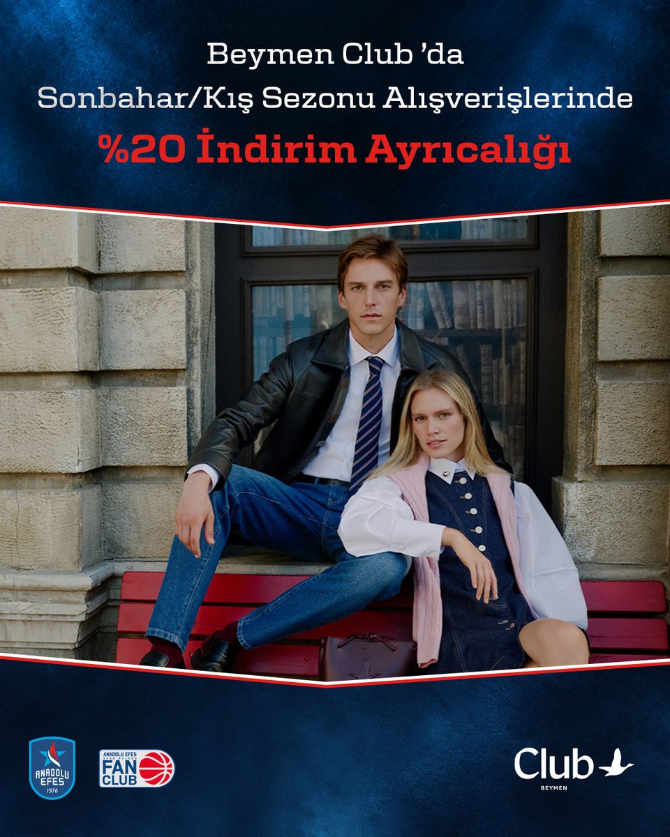 AnadoluEfesSK's tweet photo. 👕 Beymen Club’dan Fan Club’lılara özel %20 indirim ayrıcalığı!
💙 Sonbahar/Kış sezonu alışverişlerinde geçerli %20 indirim fırsatından yararlanabilirsin.
📲 Kampanya saat 15.00’te mobil uygulamamızda yayında!
#SahayaHükmet #RuleTheCourt https://t.co/w1mdznKRqA