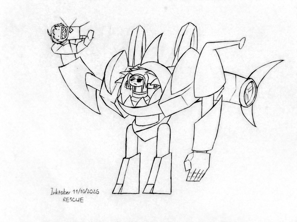 _immortalPizza's tweet photo. Inktober day 11 - RESCUE

Fell behind schedule due to life stuff bleh xd
Gotta do some catching up now

#inktober2026 #inktober https://t.co/s4E4lJw3sU