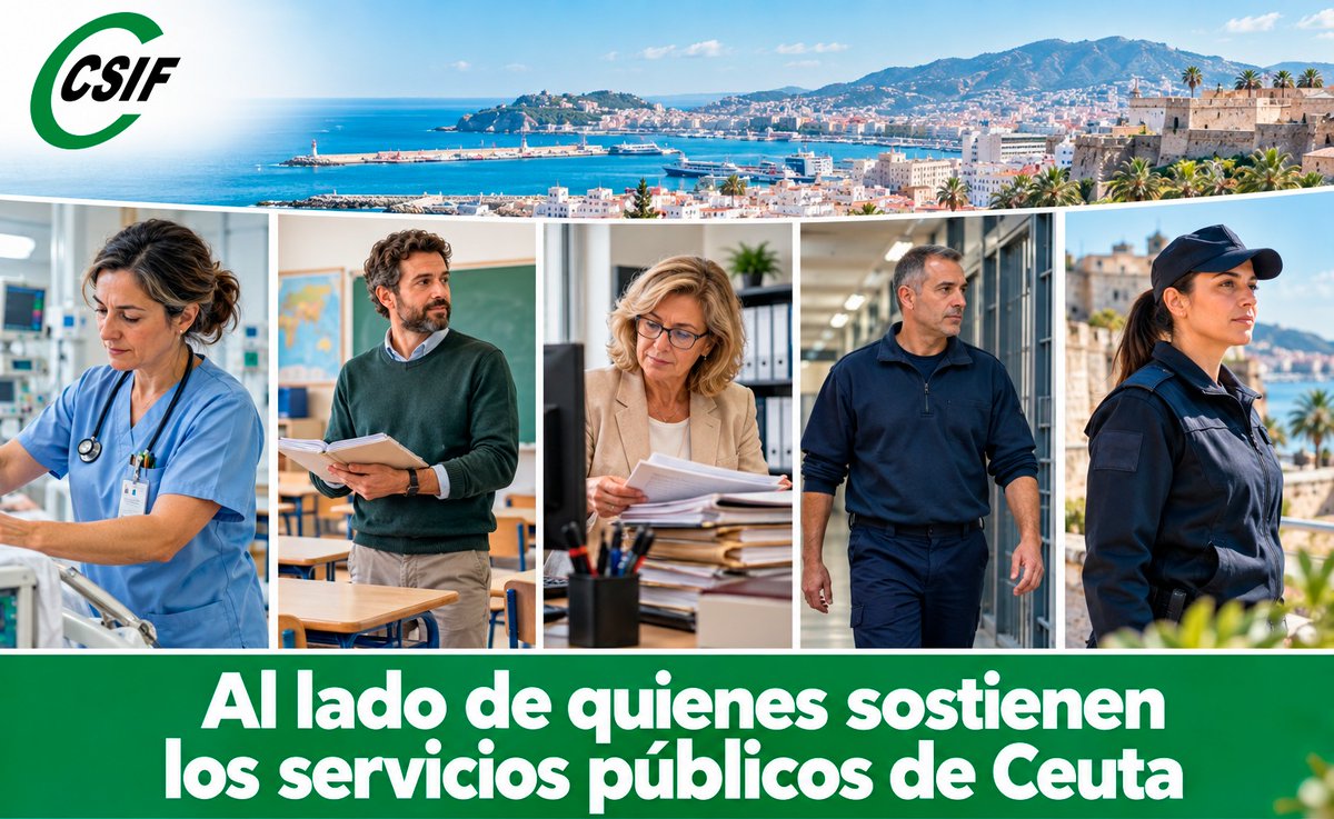 CSIFnacional's tweet photo. 🟩 #CSIF asiste a la recepción de Sus Majestades los Reyes en Ceuta.

🗣️ La visita pone el foco en una ciudad donde los/as empleados públicos están en primera línea y sostienen cada día el conjunto de las administraciones en un momento de dificultad por la crisis migratoria.

🟢 Los/as trabajadores de la #Sanidad, #Educación, #Justicia, #Prisiones y Fuerzas y Cuerpos de Seguridad, entre otros, merecen un reconocimiento por su esfuerzo y compromiso.

Reclamamos también más personal y medios para poder atender como se merece a la ciudadanía, sin unos servicios públicos desbordados.