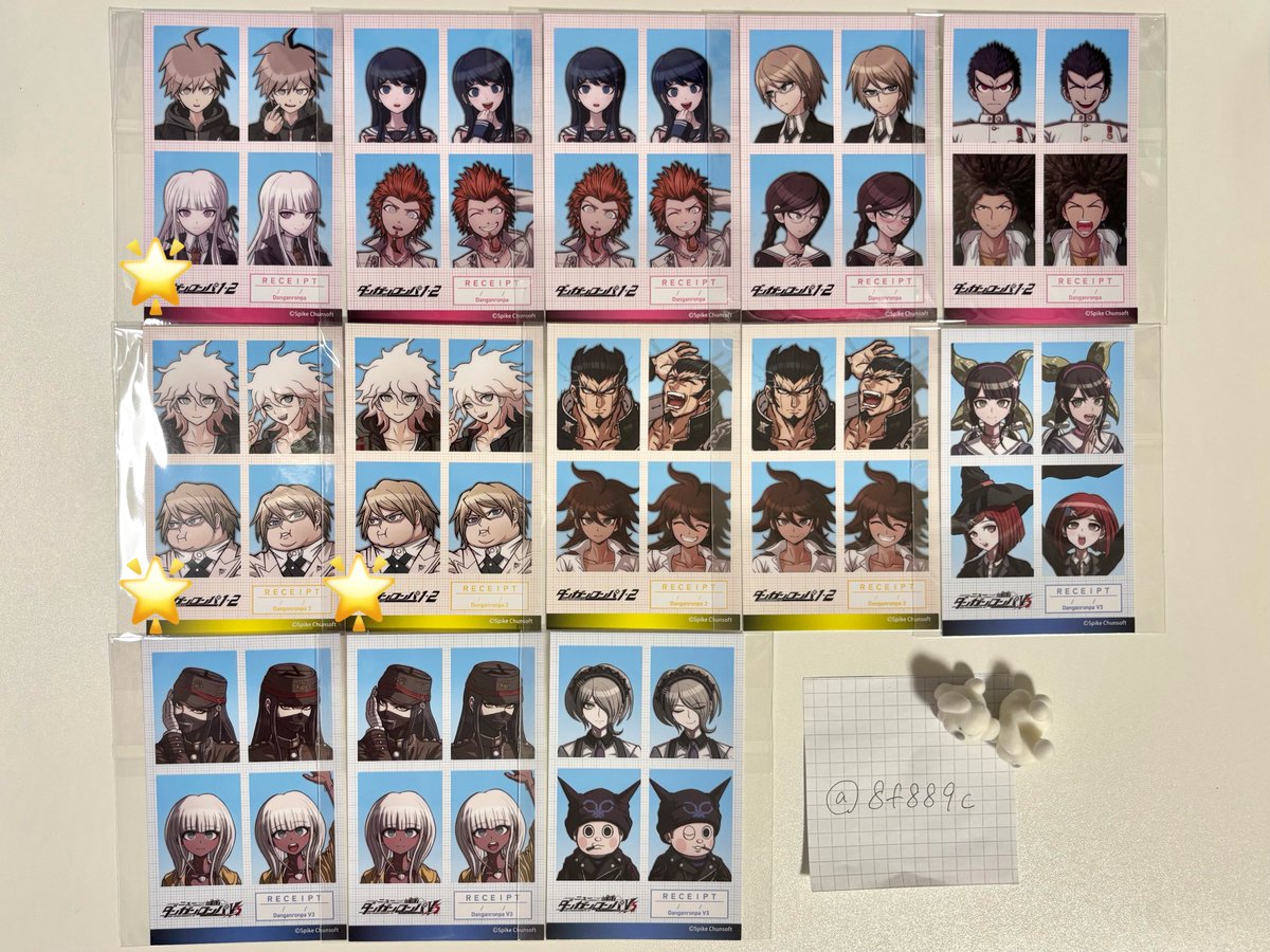 8f889c's tweet photo. 【　交換　】
ダンガンロンパ　コレクションカード　証明写真風ステッカー　100均コラボ

譲：画像（苗木＆霧切、舞園＆桑田、狛枝＆十神、真宮寺＆夜長等）
求：証明写真赤松＆最原>コレカ霧切（1枚のみ求）>コレカ最原赤松>コレカ小泉（友人分）

郵送交換希望。異種交換可。比率違い検討します。→ https://t.co/ciOBZLhfSD