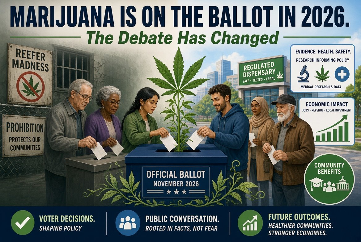 todd_harrison's tweet photo. Marijuana Is On The Ballot In 2026. The Debate Has Changed

https://t.co/I9Eb2OmKmJ https://t.co/xWJxYd3NOe