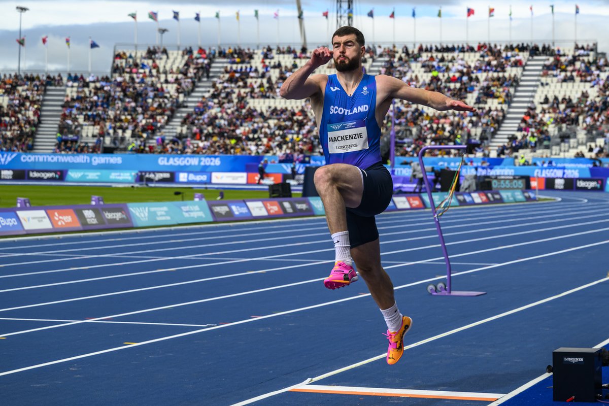 Team_Scotland's tweet photo. A leap to remember 🥉💙

Relive the moment Stephen MacKenzie won Men’s Long Jump bronze for Team Scotland at Glasgow 2026! 🙌

From the runway to the podium, swipe through the celebrations of a special moment on home soil. 📸

#MedalMoments #Glasgow2026 https://t.co/dAzk2prMIo