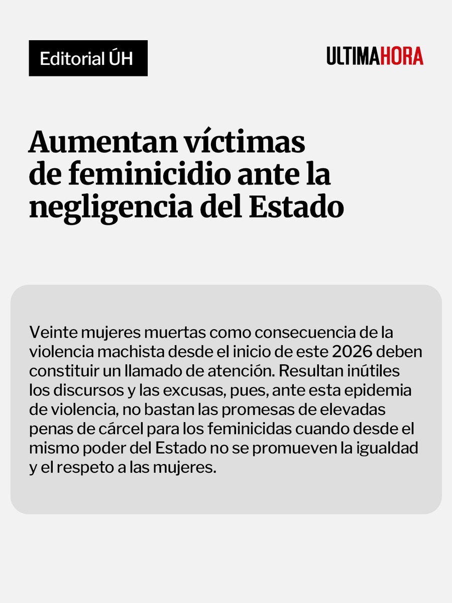 UltimaHoracom's tweet photo. #EditorialÚH | Para cambiar la cultura machista se deberá combatir desde varios frentes, no solo el hogar, la educación es fundamental, y con instituciones del Estado que realmente cumplan con su función. Esto solo será posible con funcionarios mejor capacitados y estructuras que ofrezcan respuestas eficientes. Necesitamos compromiso para construir una sociedad respetuosa con todos sus miembros, y capaz de reconocer a todos derechos y dignidad.

https://t.co/emxfp8Ab0A