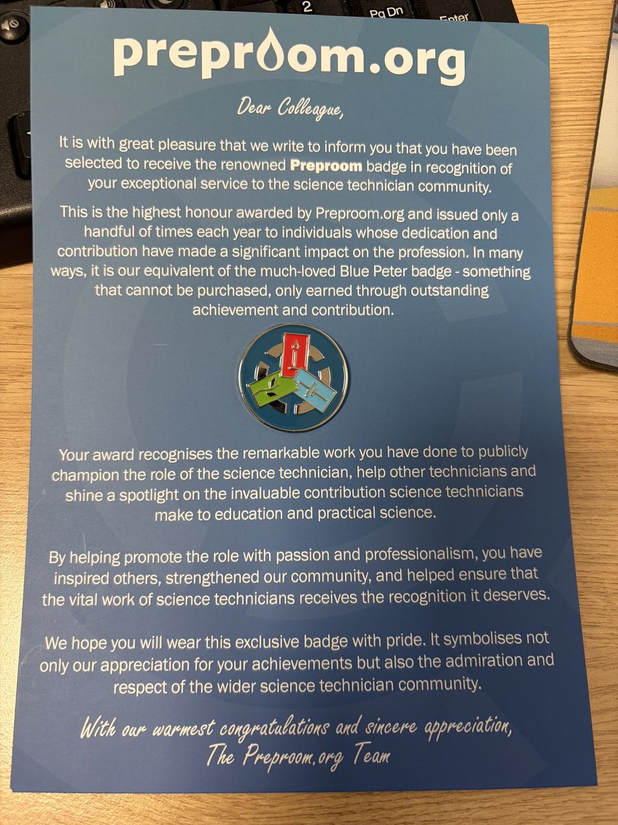 WhTech's tweet photo. I was so pleased to receive this award today from @Preproom thank you so much for this recognition ( I have shared this news with SLT and the science department)

Thank you so much @Preproom https://t.co/QpfY5E7qYG