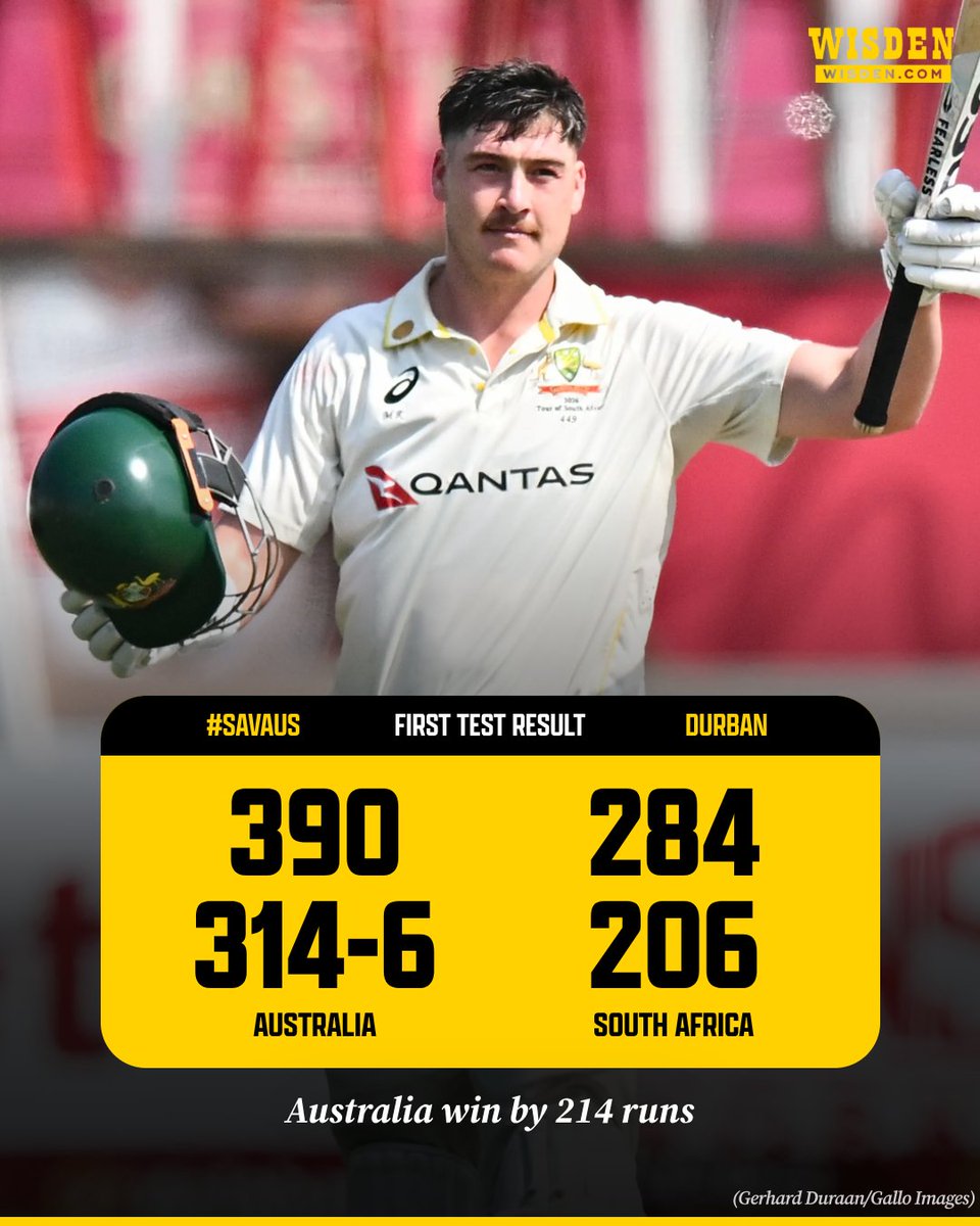 WisdenCricket's tweet photo. An impressive performance from Australia, bouncing back from 124-6 on the opening day to beat South Africa by 214 runs in Durban 🇦🇺

#SAvAUS #Cricket https://t.co/oqGfP44fpf