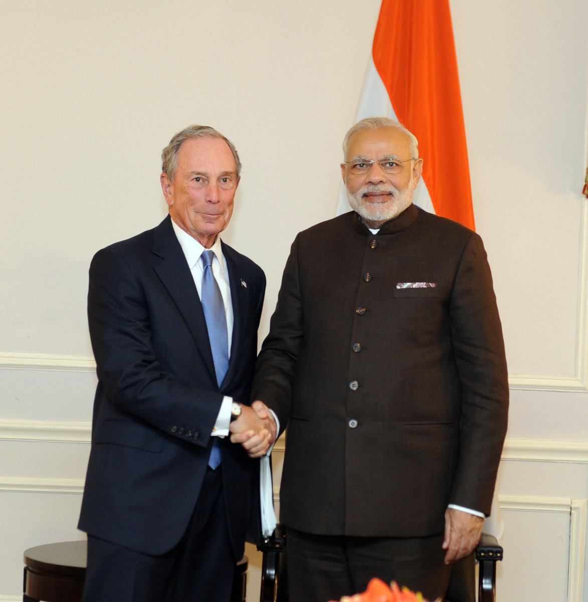 MikeBloomberg's tweet photo. As India's longest serving elected Prime Minister for consecutive terms, @narendramodi has overseen India's rapid economic growth and rise to global leadership, and he has ambitious visions for its future. I was glad to spend time talking with him about @Bloomberg's 30th year in India and our plans to expand in the country.