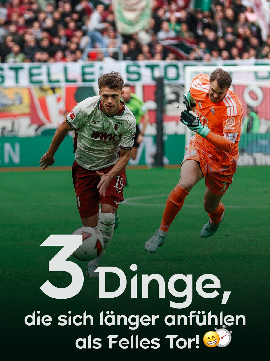 FCAugsburg's tweet photo. Felles Tor war 𝐳𝐮 𝐬𝐜𝐡𝐧𝐞𝐥𝐥 𝐞𝐢𝐧𝐟𝐚𝐜𝐡... was gibt's noch? ⏱️⤵️

#FCAFCB https://t.co/4QRMIUxVRr
