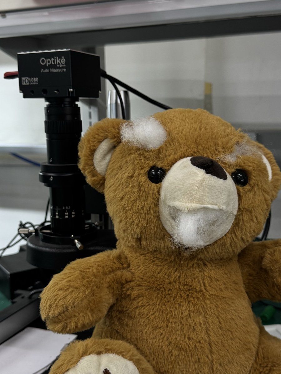 priahtyagi's tweet photo. One of our earliest experiments in interfaces was Ted (the Ted @markwahlberg was crazy about for a while). 👀

Having a bear at home interacting with you seemed like the next obvious step. 

We figured if an interface was going to be ambient and always available, why should you have to look at a screen or say a wake word at all?

So we put motors inside a teddy bear. Joints, shoulders, arms, hands. You could talk to him, and he could respond physically. Put your hand out and Ted would shake it.

This involved opening him up repeatedly to fix motors, reroute things, and make adjustments. Teddy bears, it turns out, have fairly low tolerance for hardware iteration.

His neck is now mostly stuffing. One ear is on its way out. And the former motorized interface is currently sitting on an AC remote.

This is what's left of him.🧸