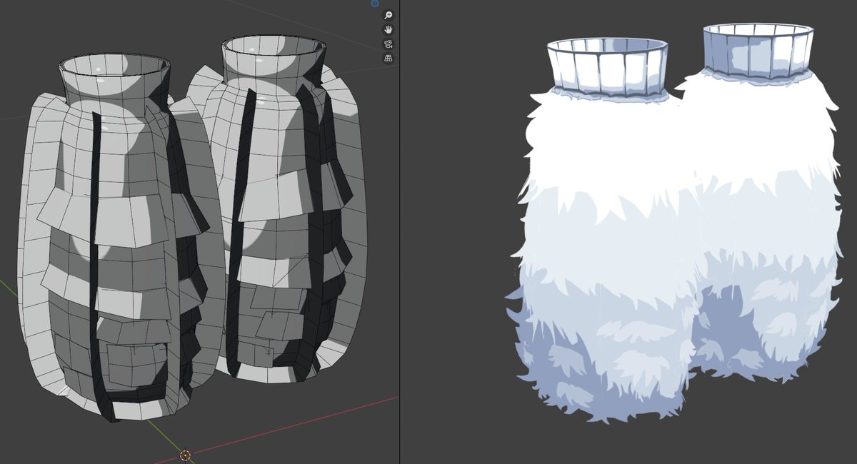 AliceRe1999's tweet photo. i made similiar project stylized fur silhouette with bunch of flat mesh.

its less polycount, but i cant really have shadow or outline with this setup. and i guess its only work with flat color

#VRC運動部 #blender #vrchat #3DCG https://t.co/LsBVgsQSem
