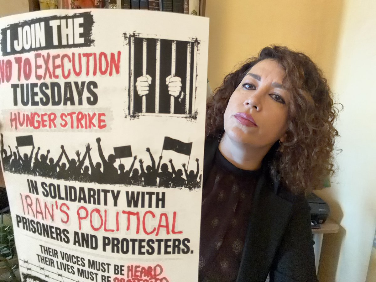 ElhamNikzat78's tweet photo. I join Special Rapporteur @Ginitastar in the No to Execution Tuesdays hunger strike. 
In solidarity with Iran’s political prisoners and protesters
Their voices must be heard. Their lives must be protected
#NotoExecutionTuesdays #StopExecutionsInIran
من به گزارشگر ویژه جینا رومرو، در اعتصاب غذا سه شنبه‌های نه اعدام می‌پیوندم. 
در همبستگی با زندانیان سیاسی و قیامی در ایران. صدای آنان باید شنیده شود. جان آنها باید حفظ شود
@drmaisato @AmnestyIran @volker_turk