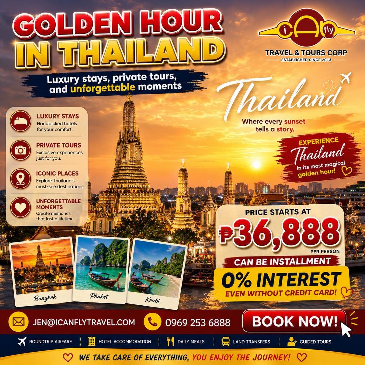 lierca92's tweet photo. Experience Thailand’s vibrant cities, tropical islands, and unforgettable scenery. Explore Bangkok, relax in Phuket, and discover Krabi with roundtrip airfare, hotel stays, meals, transfers, and guided tours included. Message us for schedules and https://t.co/n81g8v0t1J