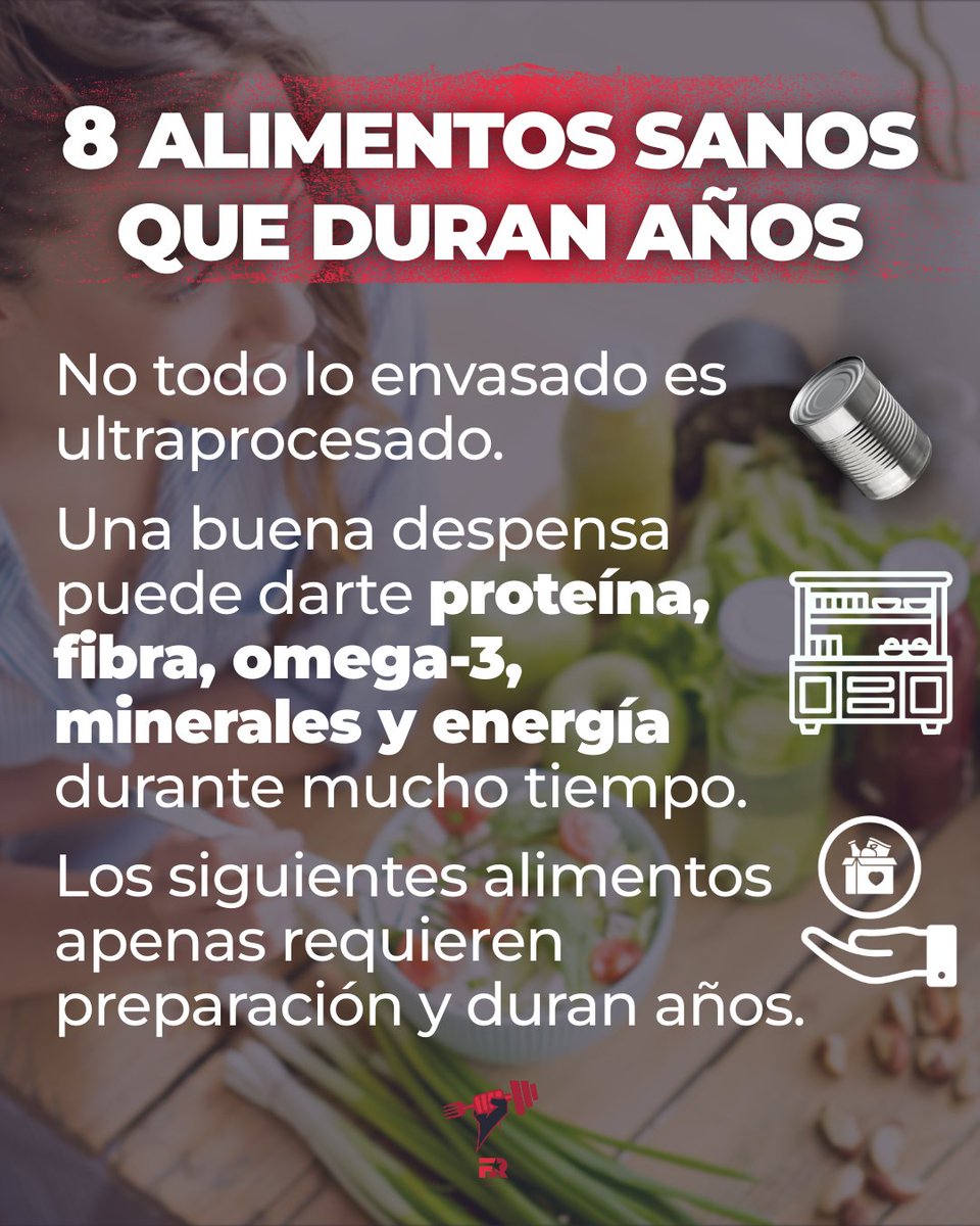 FITrebelde's tweet photo. Muchas personas asocian “comida envasada” con mala alimentación.

Pero esto es un error.

No todo lo que viene en lata, bote o paquete es ultraprocesado.

De hecho, algunos alimentos envasados pueden ser auténticos salvavidas nutricionales: duran mucho, son prácticos y permiten preparar comidas de calidad en minutos.

Mi recomendación es tener siempre una despensa con ásicos reales.