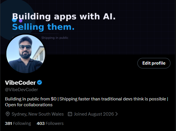 VibeDevCoder's tweet photo. Thanks Fam.

Got to 400 followers. Started in August, got distracted with production releases, came back last week to resume X project.

Happy to connect with you all.

Hoping to stay consistent. https://t.co/dd9THlyIiT