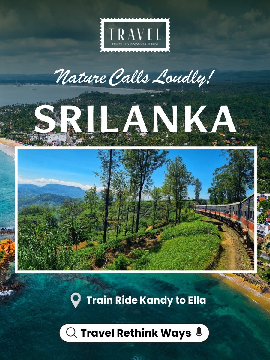 JlioFera's tweet photo. All aboard for Sri Lanka’s most scenic journey. The Kandy to Ella train winds through tea plantations, misty mountains, and breathtaking countryside. Would you take this unforgettable ride? https://t.co/7guMu3LK5Z