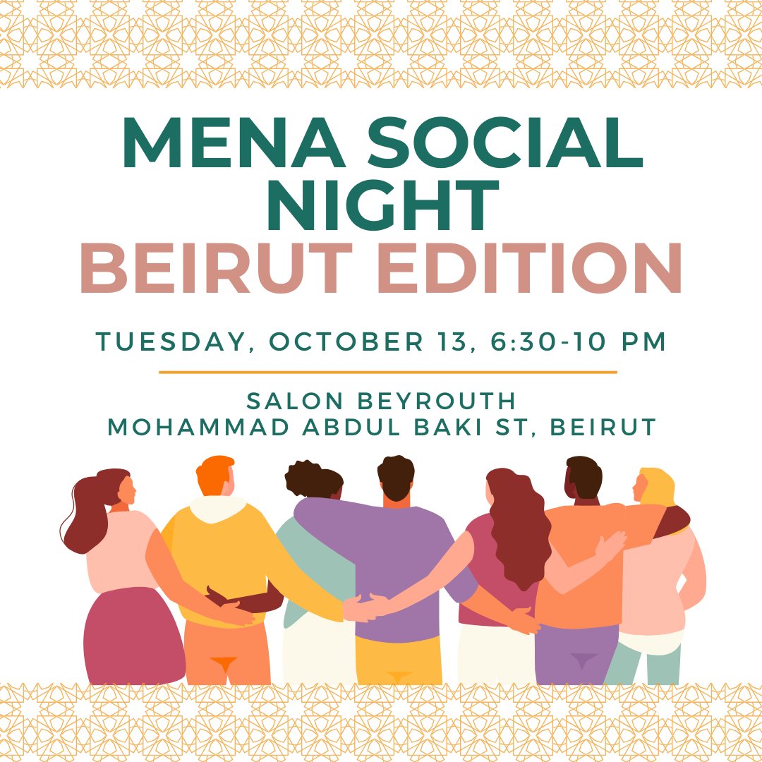TimepDC's tweet photo. 🌟 TIMEP’s MENA Social Night is coming to Beirut! As we prepare to gather as a community for @breadandnet, join the TIMEP team, partners, and friends today, October 13, from 6:30 to 10:00 pm at Salon Beyrouth for an evening of food and drinks.

RSVP here: https://t.co/oXioco7IHq https://t.co/Bk4fGrNceR