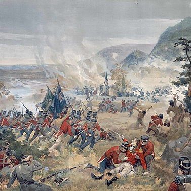 CraigBaird's tweet photo. On this day in 1812, the Battle of Queenston Heights was fought. 
The British and Canadian troops, and their Mohawk allies, defeated the American invaders. Over 100 soldiers died in the battle, including British Major General Isaac Brock.

🎨 John David Kelly https://t.co/bnSyimEInD