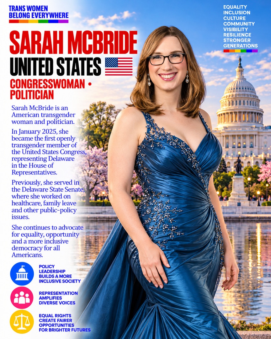 transwomenclub's tweet photo. Sarah McBride made history in January 2025 as the first openly transgender member of the United States Congress, representing Delaware.
Her political career marks an important milestone for transgender representation.
#SarahMcBride #UnitedStates #TransVisibility https://t.co/KakbBriOZr