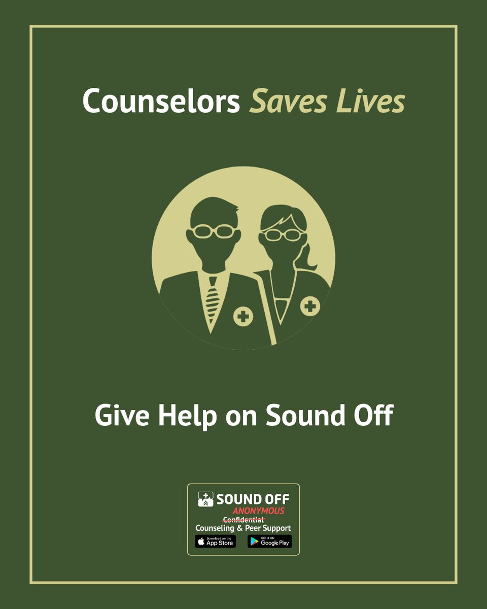 SoundOff's tweet photo. As a Counselor with Sound Off, a single conversation can be the difference between someone giving up and someone getting through the night. That's the impact you'd have — anonymous, on your schedule, for the people who've served.https://t.co/COrwO3aR6L https://t.co/OaPVy9AfiS