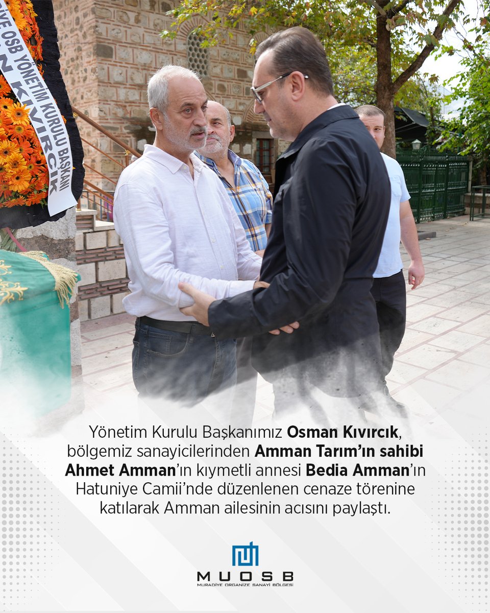 muosborgtr's tweet photo. Yönetim Kurulu Başkanımız Osman Kıvırcık, bölgemiz sanayicilerinden Amman Tarım’ın sahibi Ahmet Amman’ın kıymetli annesi Bedia Amman’ın Hatuniye Camii’nde düzenlenen cenaze törenine katılarak Amman ailesinin acısını paylaştı. https://t.co/9yBacMZP8R
