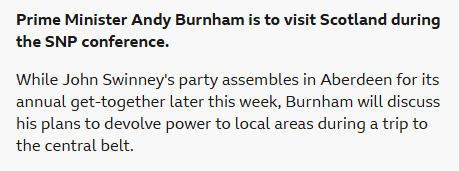 msm_monitor's tweet photo. Burnham is going to say the SNP has failed Glasgow, accuse the SNP of centralising power and demand Swinney devolve powers from Holyrood. BBC Scotland will headline the colonial claptrap during the SNP conference because that's its job. It won't ask about more powers from London. https://t.co/7N5eJ913pJ