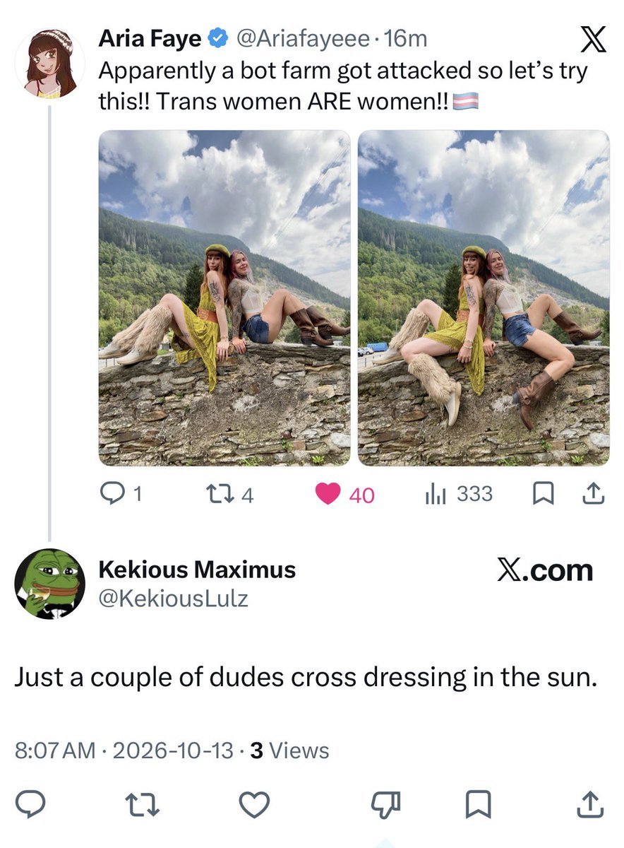 Ariafayeee's tweet photo. What’s crazy is that my friend isn’t even Trans… So when Transphobes say they can always tell they’re lying!! https://t.co/8PuSZTMOk7