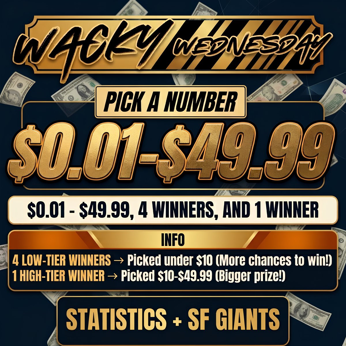 SFGiants2026's tweet photo. $50 Wacky Wednesday Giveaway! 💸

Only one entry per person. https://t.co/EEiulD8tnn