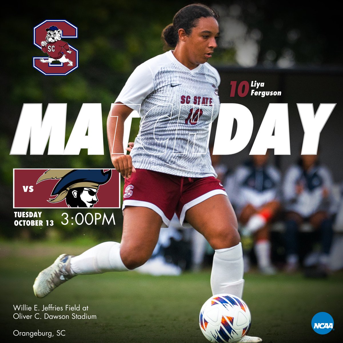 SCStateWSOC's tweet photo. Matchday #14 today!

🆚 Charleston Southern
🗓️ October 16
⏰ 3PM
🏟️ Oliver C. Dawson Stadium
📊 https://t.co/L1RXkAb5n1

@SCStateAthletic https://t.co/FmFfm8TGtA